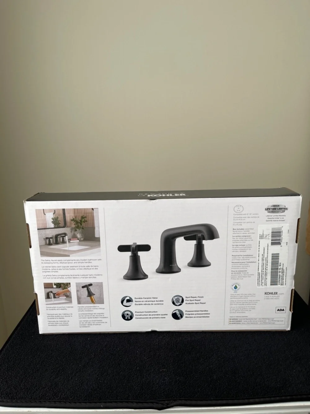 Kohler Setra Matte Black Widespread Bathroom Faucet